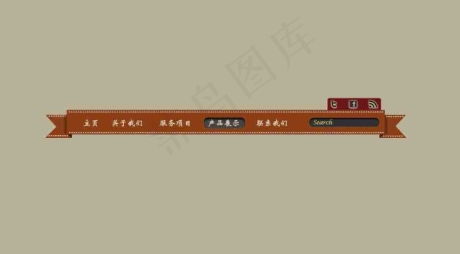 复古导航条psd高清分层网页布局图