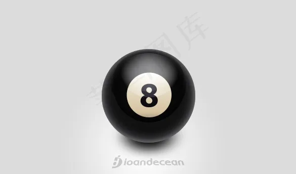 有光泽的黑色八8台球图标psd模版下载
