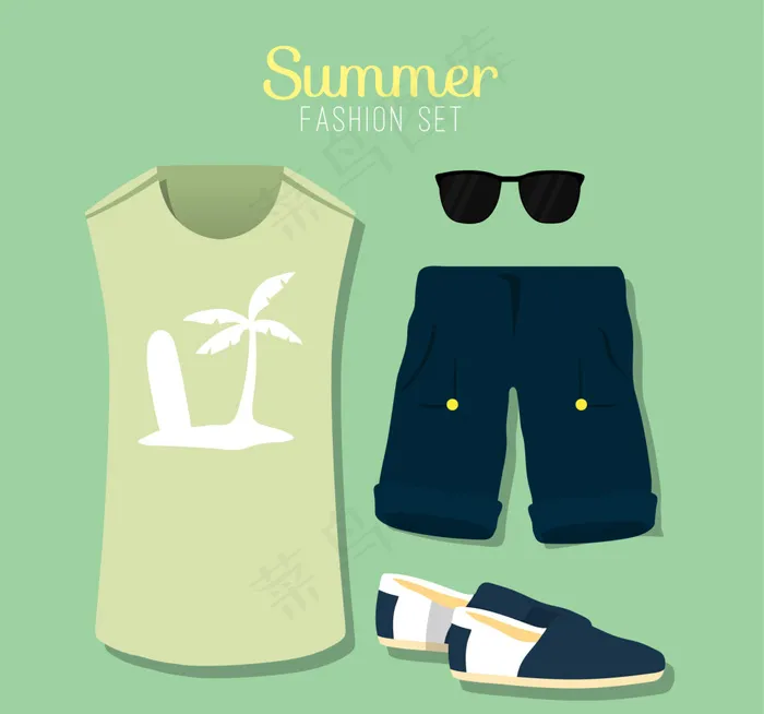 夏季服装素材ai矢量模版下载