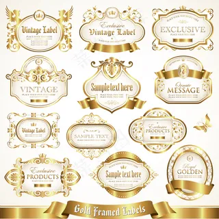 时尚金色欧式古典花纹边框矢量素材