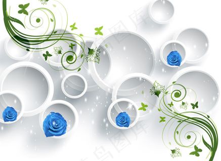 3D圆圈玫瑰电视背景