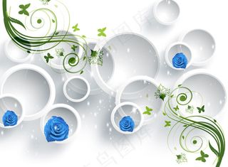 3D圆圈玫瑰电视背景