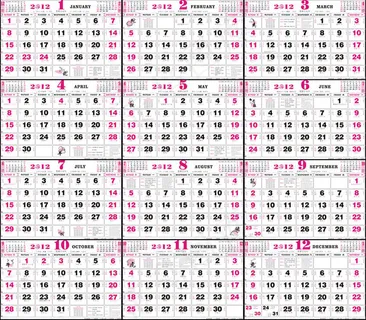 2012年日历月历矢量素材
