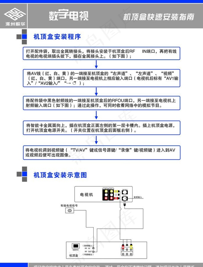 数字电视安装指南psd模版下载