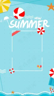 蓝色小清新夏季上新背景