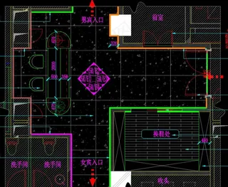 桑拿区 五层接待厅平面图