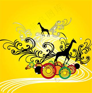 黄色闪光背景矢量花纹素材