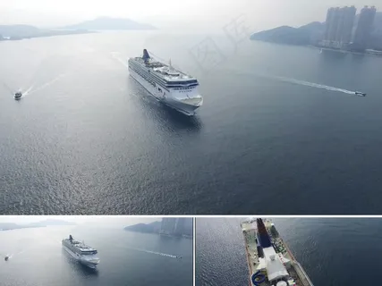 高清航拍香港海面游轮视频素材