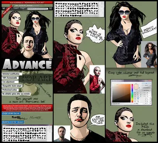 人像照片转矢量风格效果PS动作