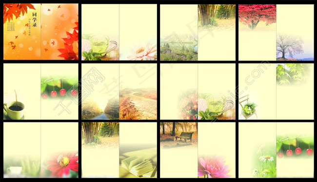 同学录风景画册设计矢量素材