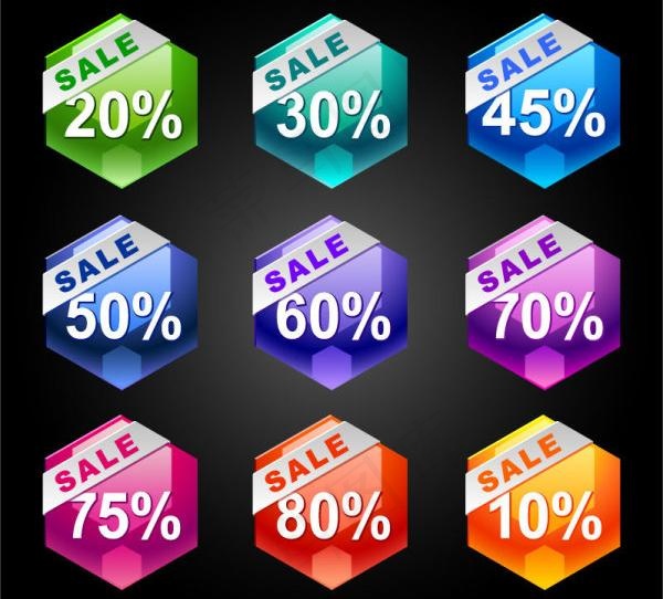 炫丽的折扣标签矢量素材