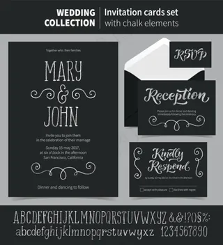 婚礼请帖艺术字设计矢量素材