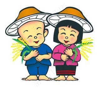 卡通农民夫妇