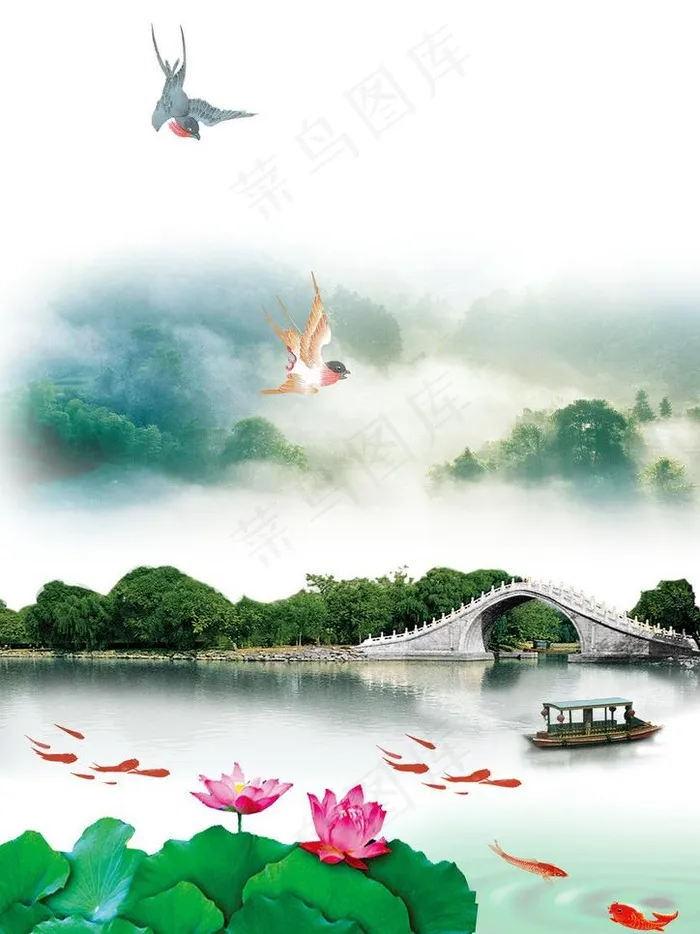 江南风光图片(2480X3508(DPI:300))psd模版下载