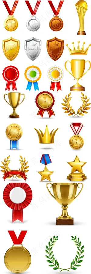 颁奖典礼金色颁奖奖杯冠军奖杯奖牌