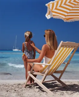 海滩 观望 母女 休闲图片