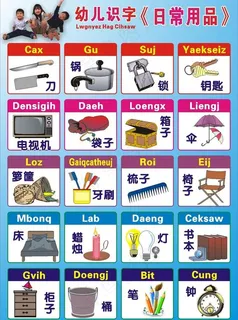壮汉双语挂历日常用品图片 壮汉双语挂历日常用品图片