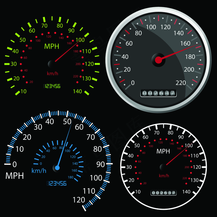 汽车里程速度表矢量汽车里程表里程表