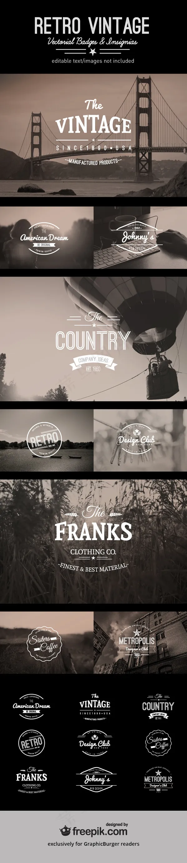 怀旧复古证章合集ai矢量模版下载