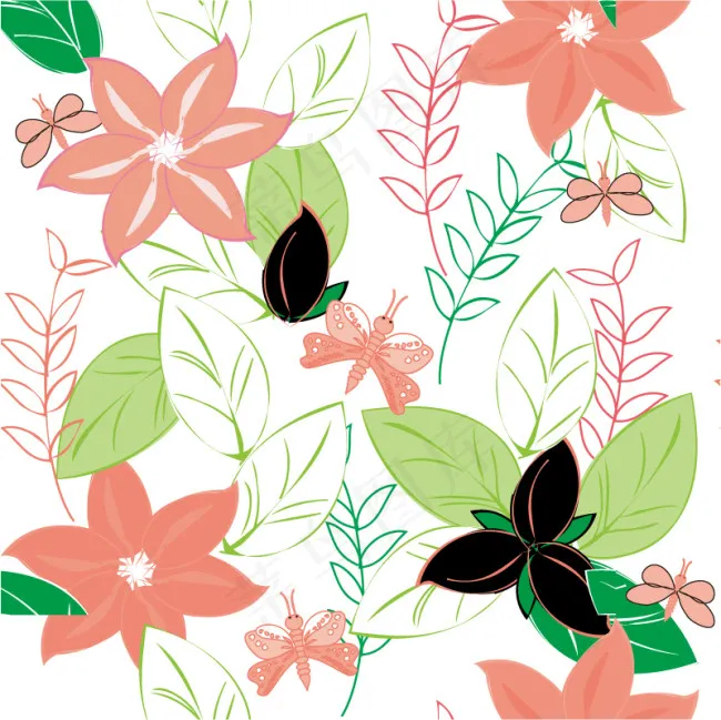 彩绘花朵插画eps,ai矢量模版下载