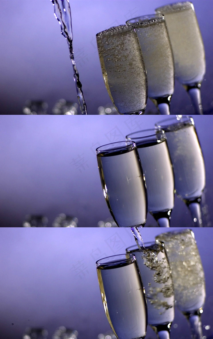 超高清香槟酒水慢镜特写视频