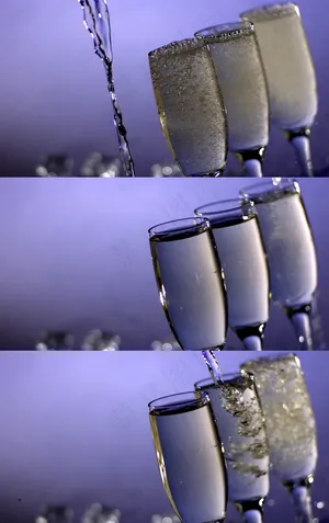 超高清香槟酒水慢镜特写视频