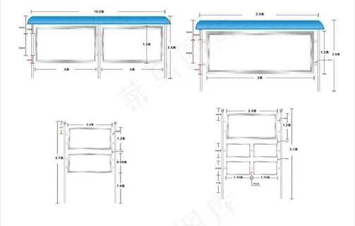 不锈钢宣传栏矢量图图片