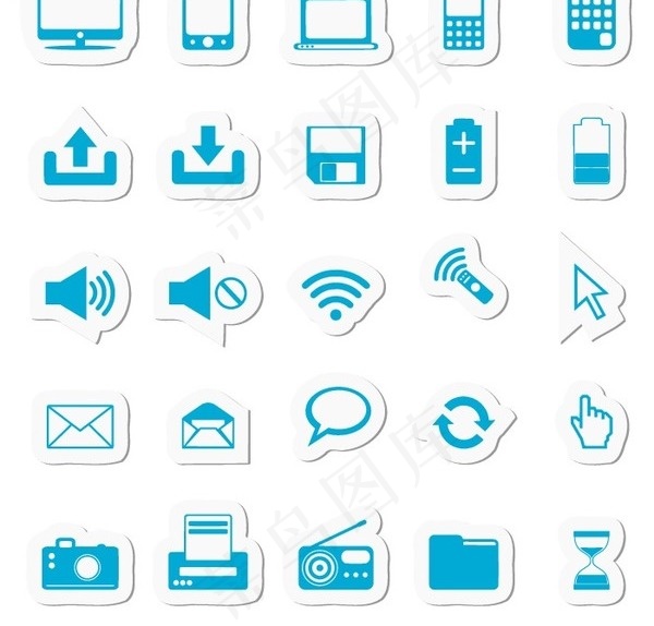 剪纸单色图标矢量模板