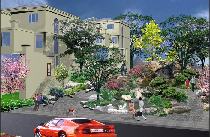 别墅区前庭绿化效果图图片