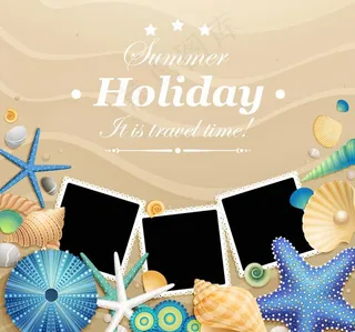 沙滩海洋生物矢量图片