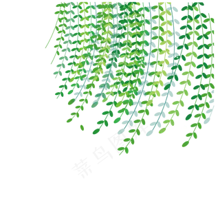 春天绿色春季柳树柳条柳枝PNG免抠...