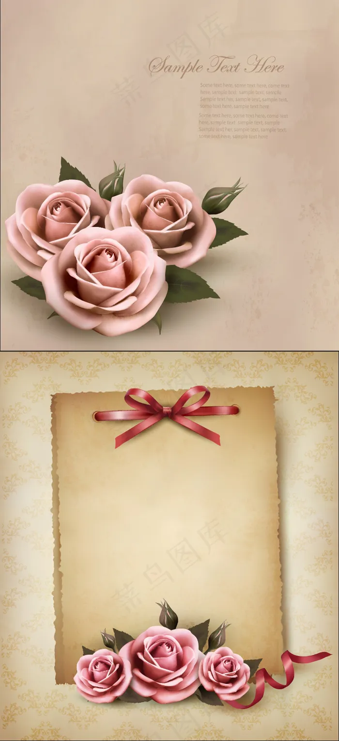 精美玫瑰花背景eps,ai矢量模版下载