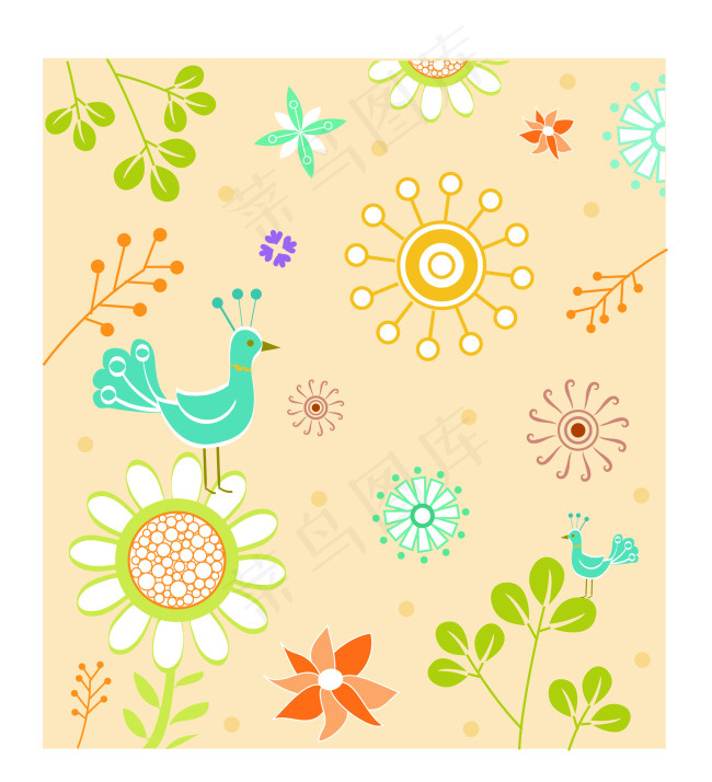 AI矢量素材花朵树叶花纹