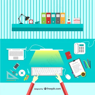 设计师的办公桌矢量