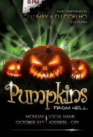 国外万圣节鬼面南瓜创意海报