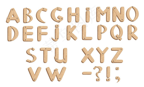 木板木纹英文字体矢量素材
