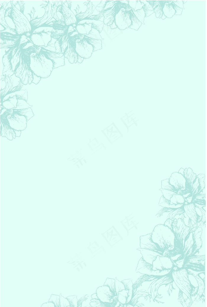 矢量春季花卉线描海报背景