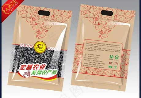 杂粮塑料包装袋平面图 牛皮纸图片