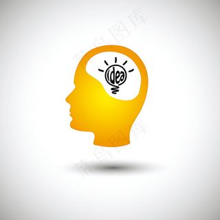 发光的创意灯泡人脑