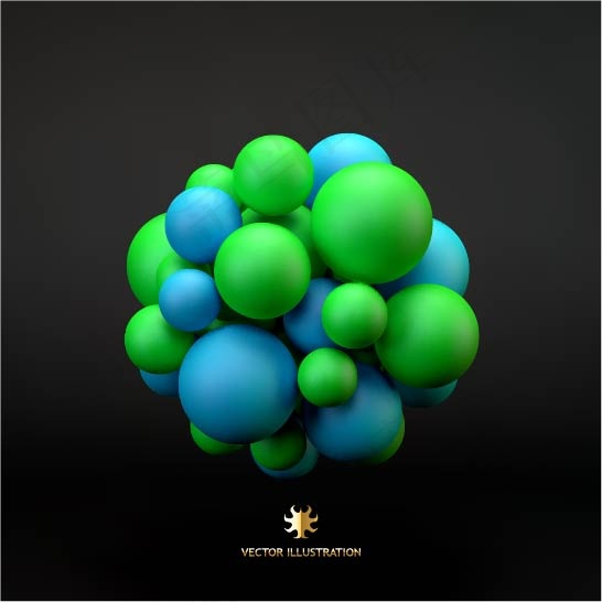 3D彩色球体装饰背景矢量素材eps,ai矢量模版下载