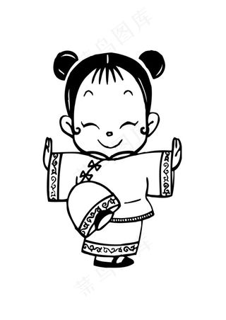 手绘卡通人物图案简笔插画矢量人物儿...