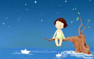 手绘插画壁纸梦幻可爱儿童夜空