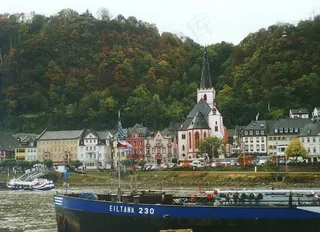 欧式海岸建筑 轮船图片