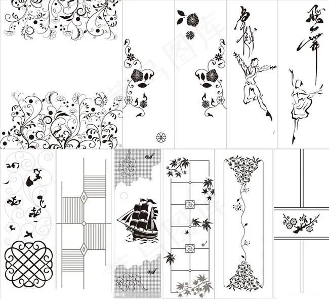 刻绘花纹花藤雕刻矢量素材cdr矢量模版下载