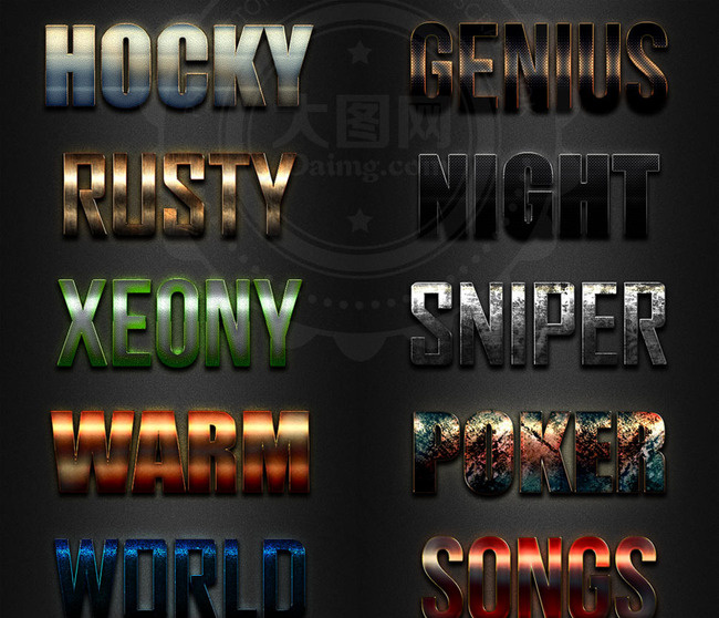 10款颓废纹理艺术字PS样式