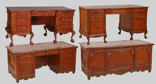 欧式红木雕花办公桌图片