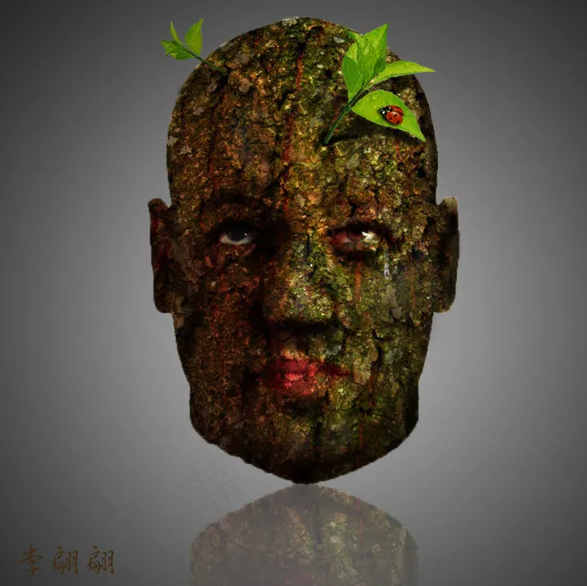 人头 树皮psd模版下载