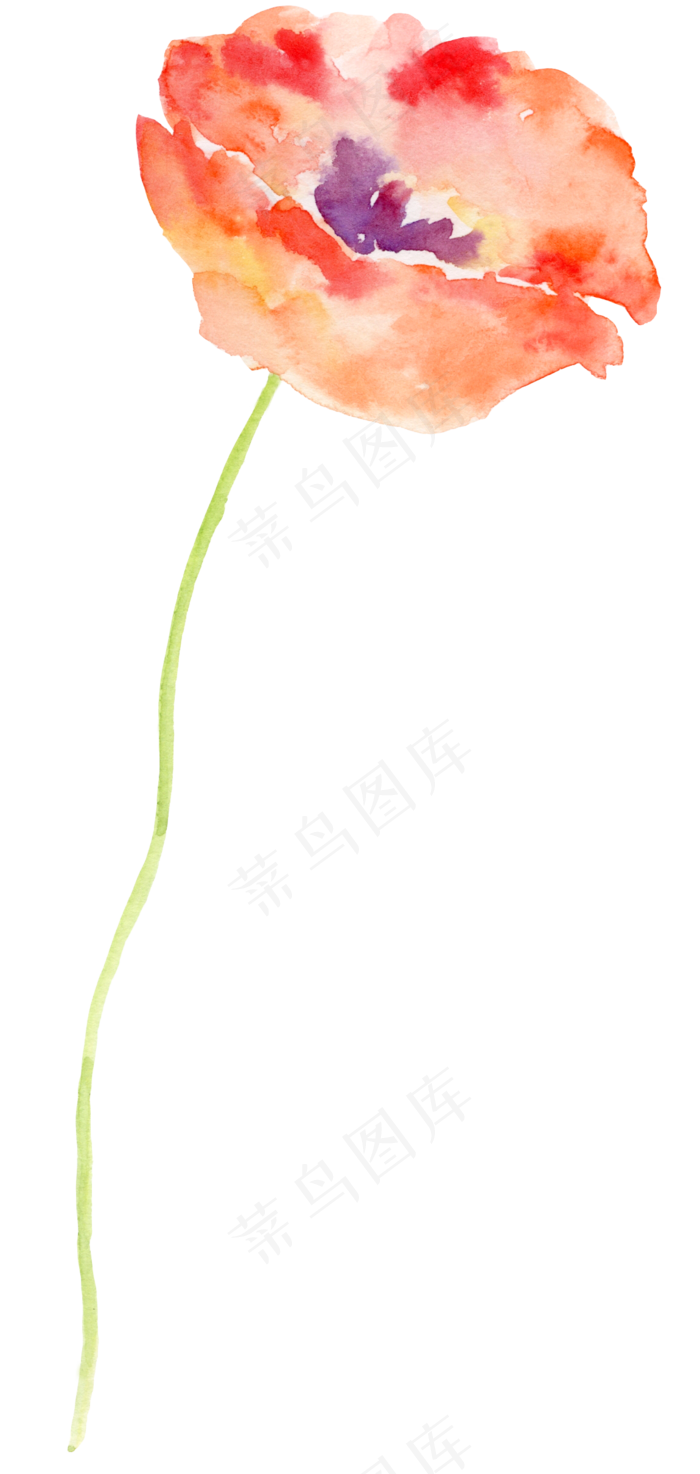 手绘水彩花朵树叶png免扣设计素材