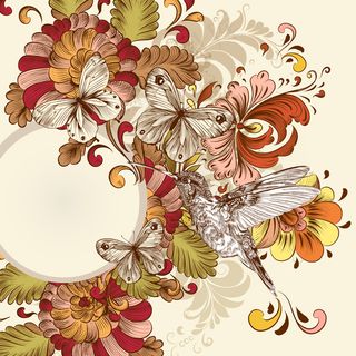 多款中国风花鸟艺术背景矢量素材