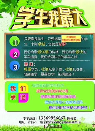 卓越驾校学生我最大报名优惠彩页图片